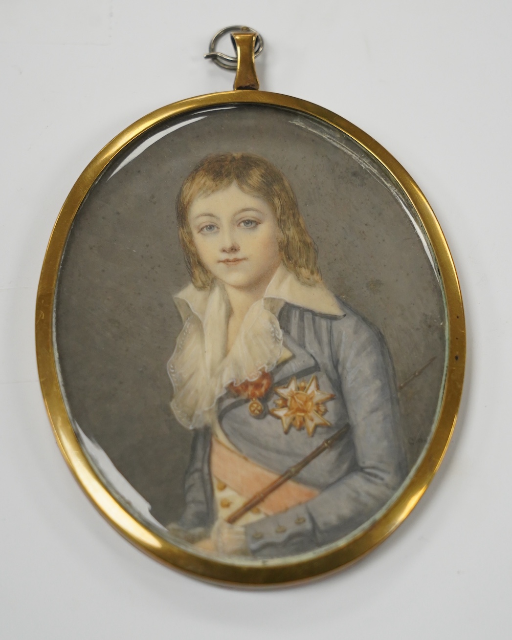 French school, portrait miniature of Louis XVII of France, watercolour on ivory, 9 x 7cm CITES Submission reference, 5VHNDQF9